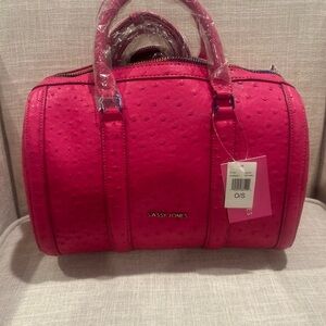 Sassy Jones Dottie Ostrich-Embossed Satchel Pink
